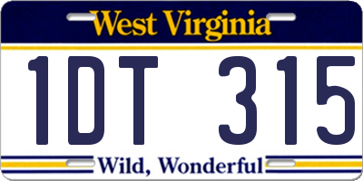 WV license plate 1DT315