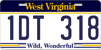WV license plate 1DT318