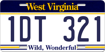 WV license plate 1DT321