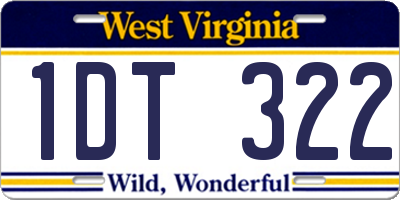 WV license plate 1DT322
