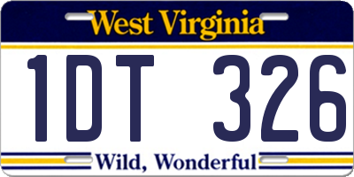 WV license plate 1DT326
