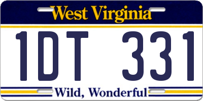 WV license plate 1DT331
