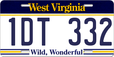 WV license plate 1DT332