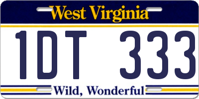 WV license plate 1DT333