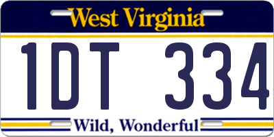 WV license plate 1DT334