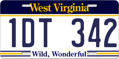 WV license plate 1DT342