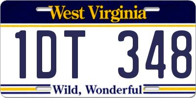 WV license plate 1DT348
