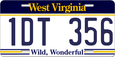 WV license plate 1DT356