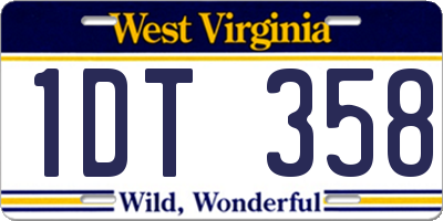 WV license plate 1DT358