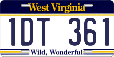 WV license plate 1DT361