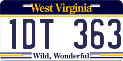 WV license plate 1DT363