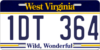 WV license plate 1DT364