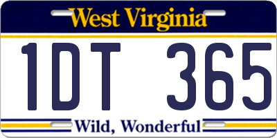 WV license plate 1DT365