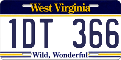 WV license plate 1DT366
