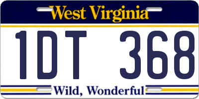 WV license plate 1DT368