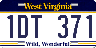 WV license plate 1DT371