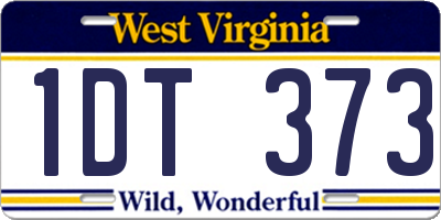 WV license plate 1DT373