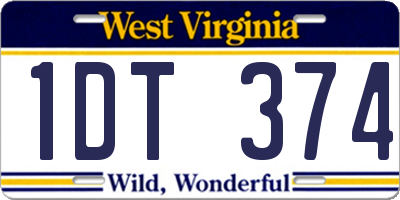 WV license plate 1DT374