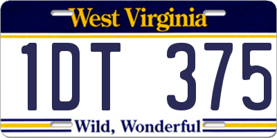 WV license plate 1DT375