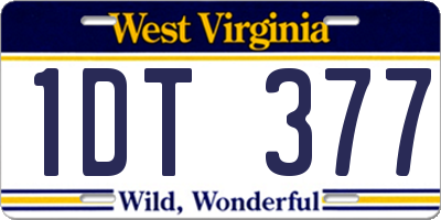 WV license plate 1DT377