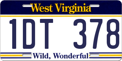 WV license plate 1DT378