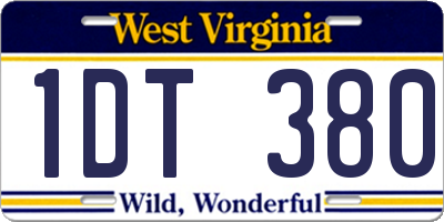 WV license plate 1DT380