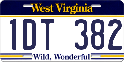 WV license plate 1DT382