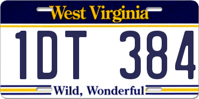 WV license plate 1DT384