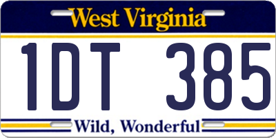 WV license plate 1DT385