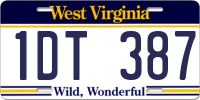 WV license plate 1DT387