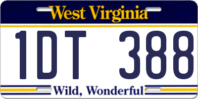 WV license plate 1DT388