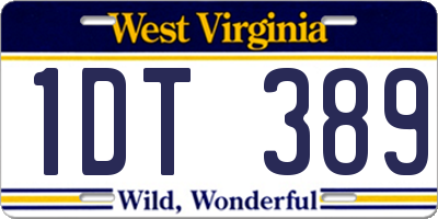 WV license plate 1DT389