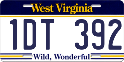 WV license plate 1DT392