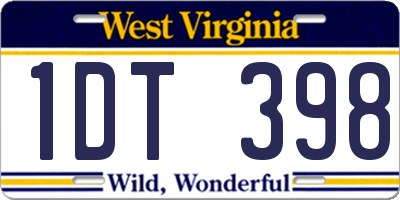 WV license plate 1DT398
