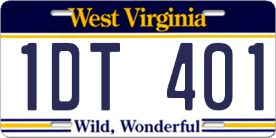 WV license plate 1DT401