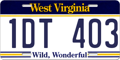WV license plate 1DT403