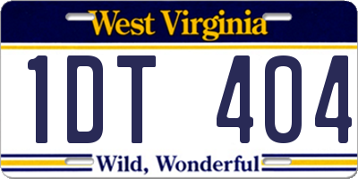 WV license plate 1DT404