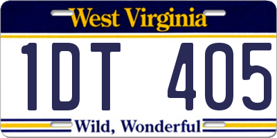 WV license plate 1DT405
