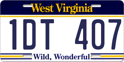 WV license plate 1DT407