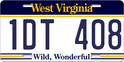 WV license plate 1DT408