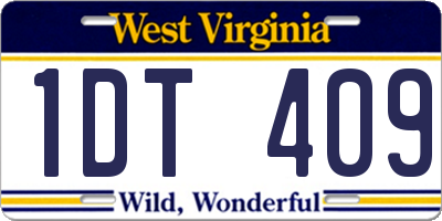 WV license plate 1DT409