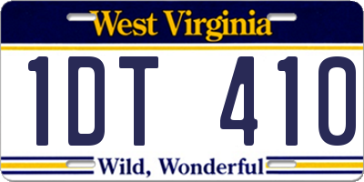 WV license plate 1DT410