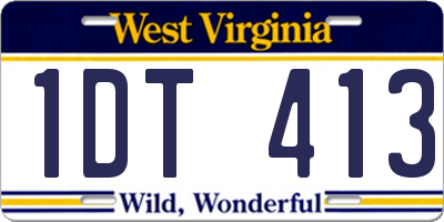 WV license plate 1DT413