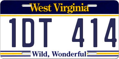 WV license plate 1DT414