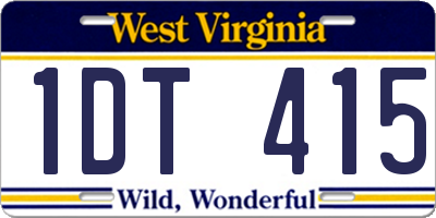WV license plate 1DT415