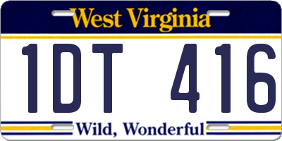 WV license plate 1DT416