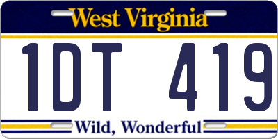 WV license plate 1DT419
