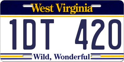 WV license plate 1DT420