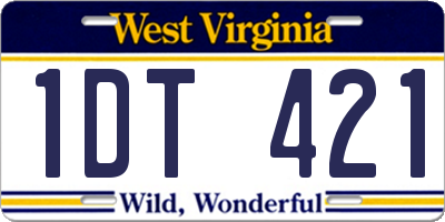 WV license plate 1DT421