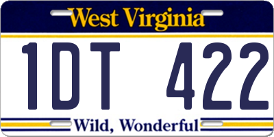 WV license plate 1DT422